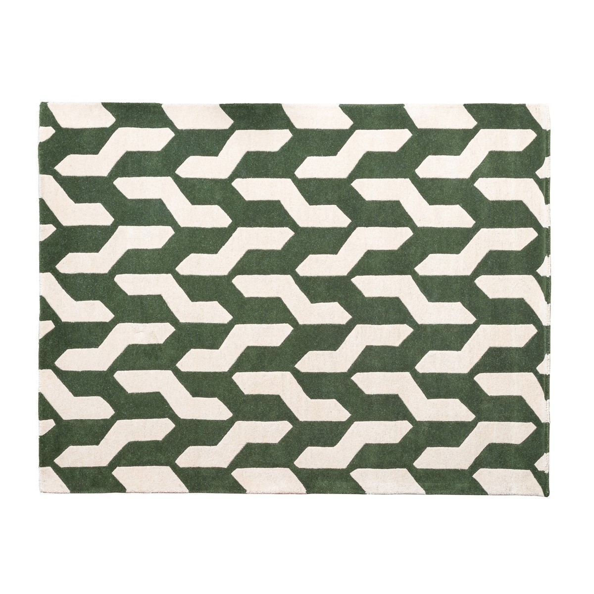 Green & Beige Cable Area Rug