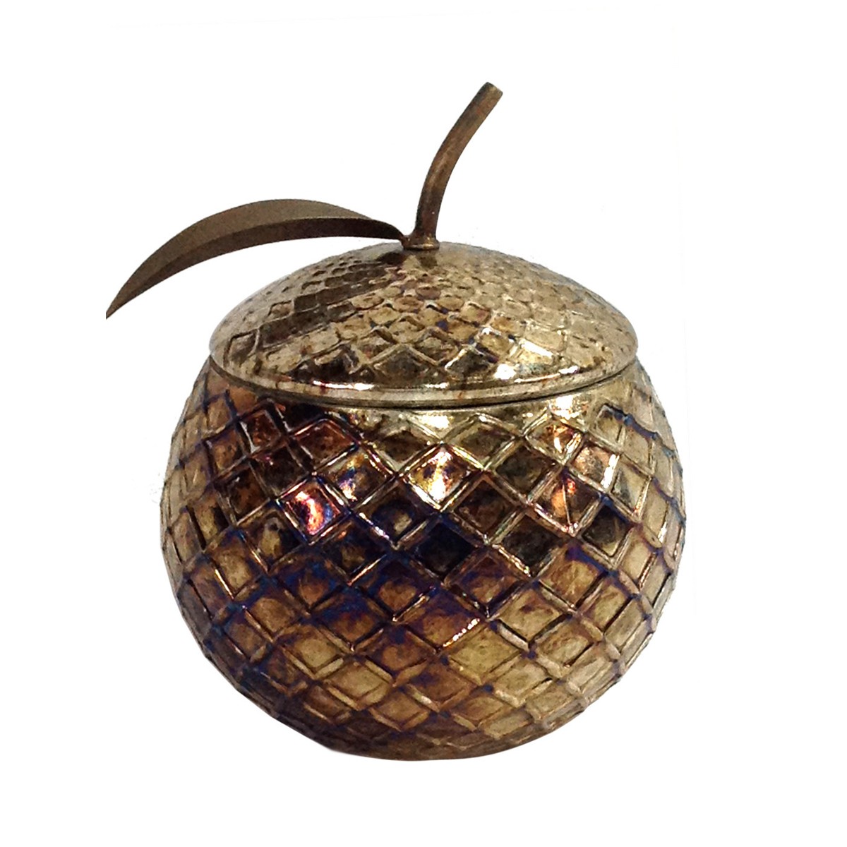 Antique Gold And Glass Apple Jar