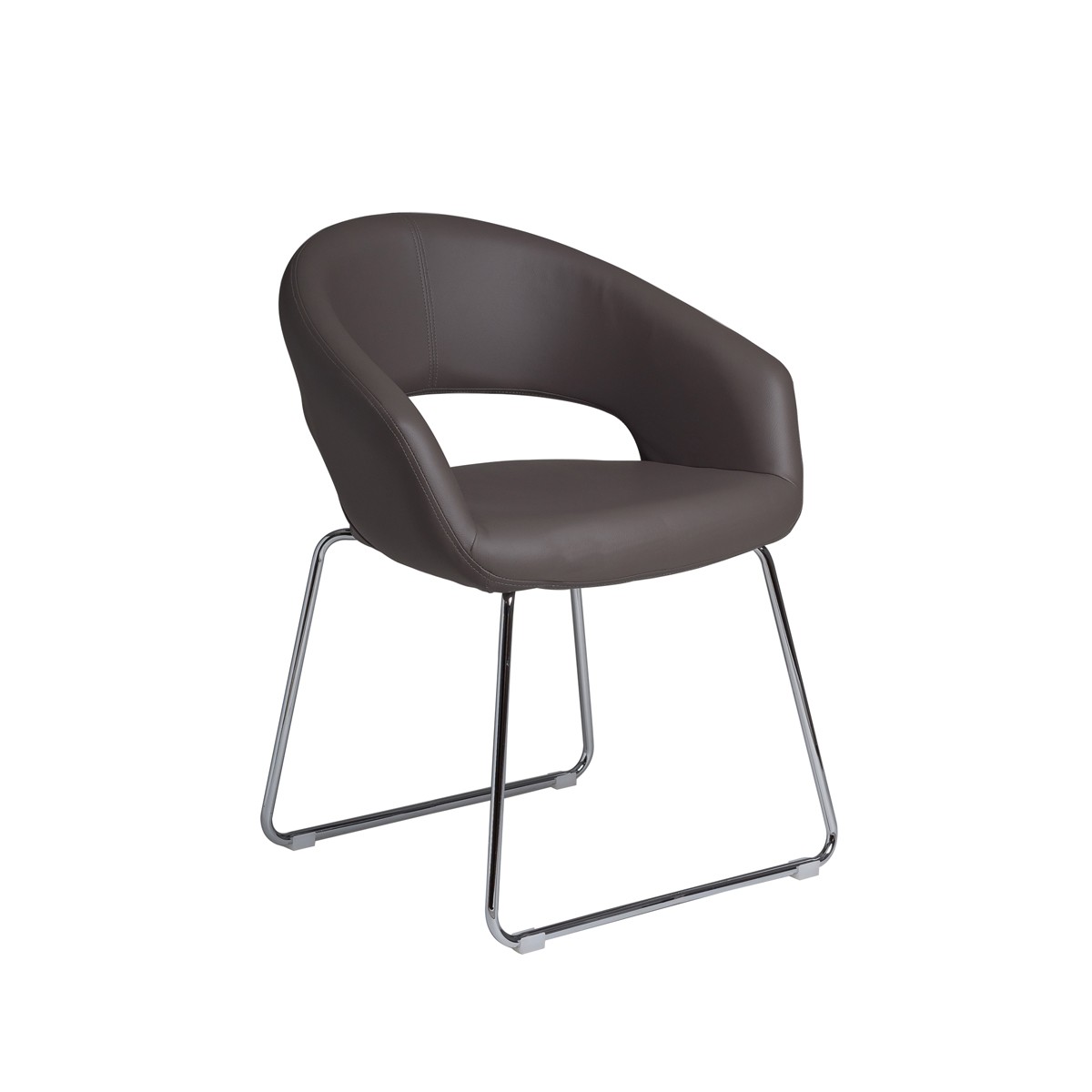 Nutshell Taupe Dining Chair with Chrome Legs
