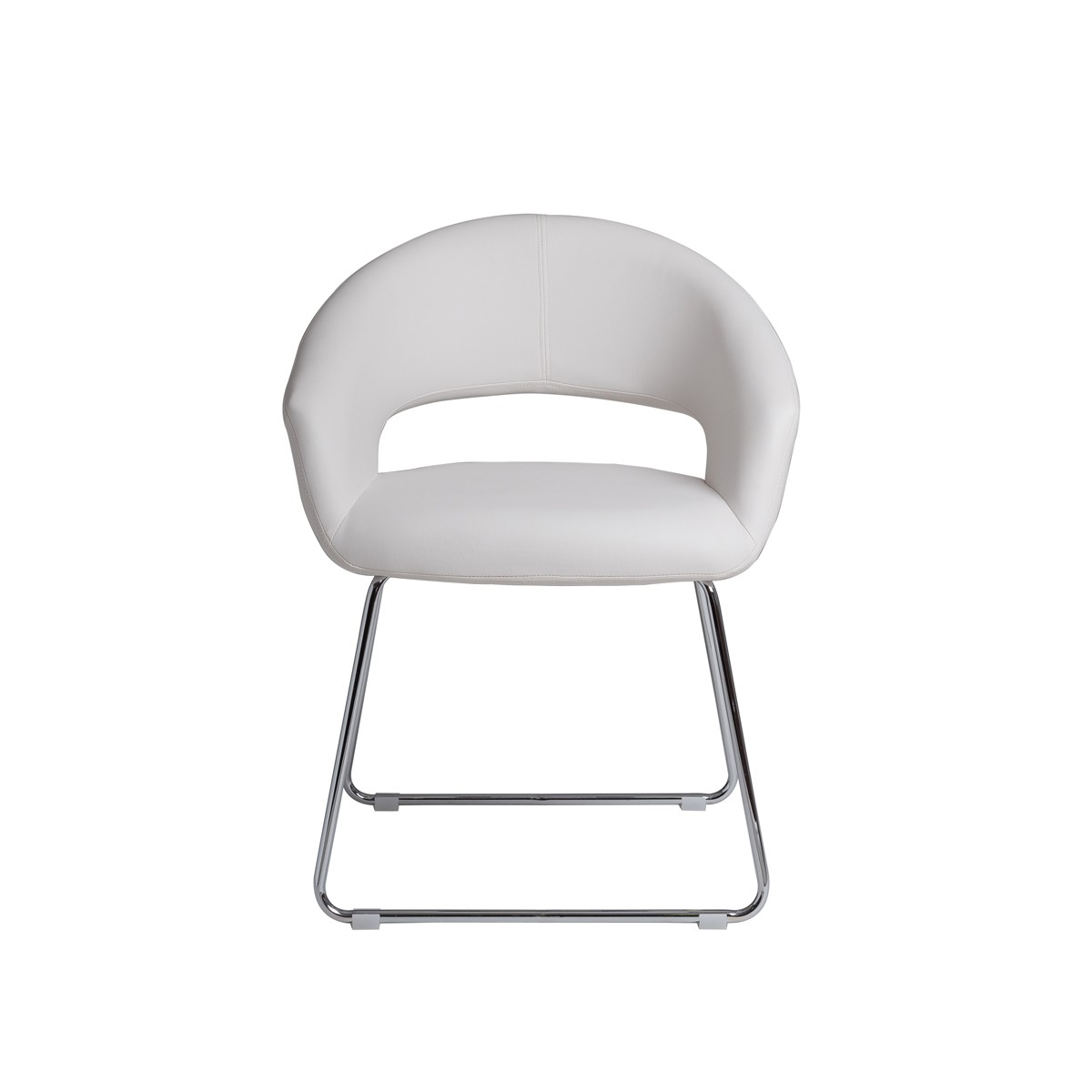 Pedro  -  White Dining Chair with Chrome Legs