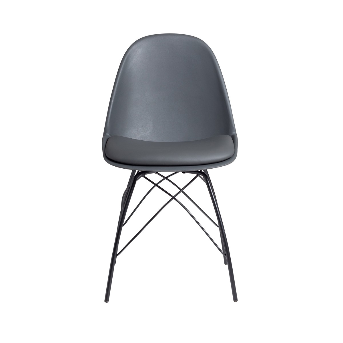 Chase  - Dark Grey Dining Chair with Powder Coated Metal Legs