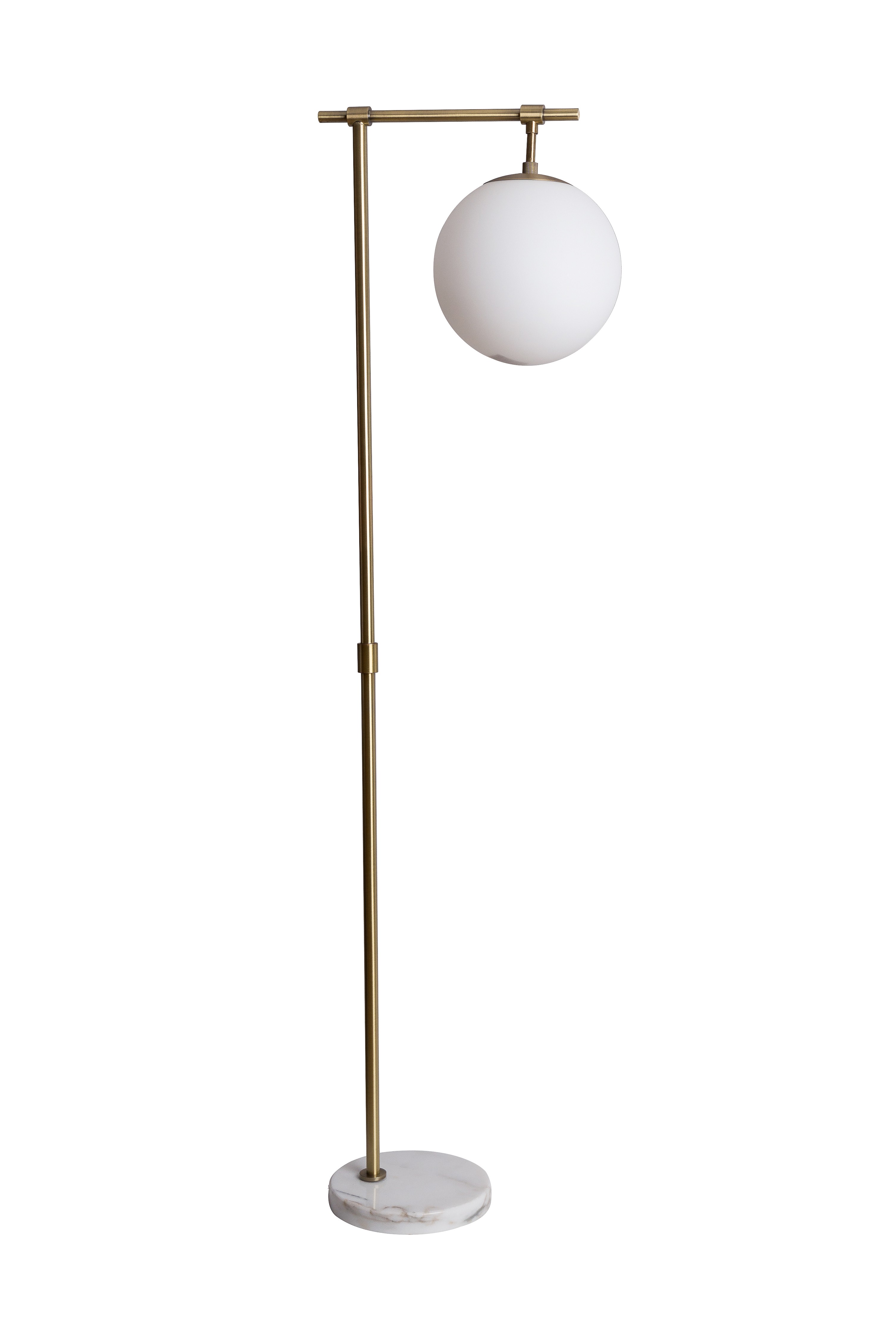Globe Floor Lamp with White Marble Base  and  Frosted Glass Shade 
