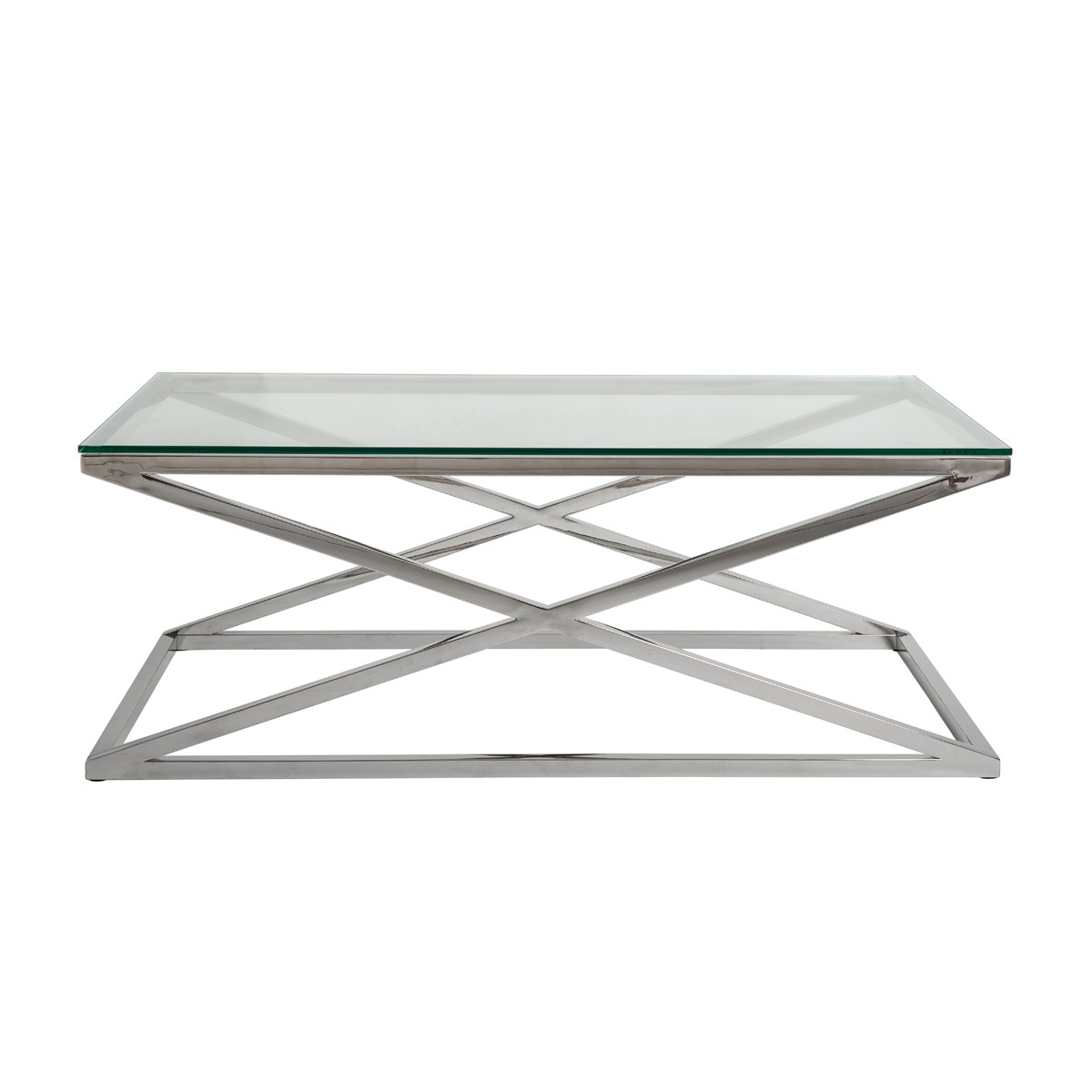 Stainless Steel Polished Modern Coffee Table with Clear ...