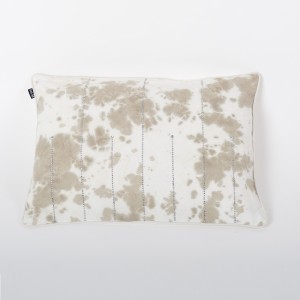 Petite Ombre Gale Grey & Ivory Tie & Dye Cotton Rectangle Cushion Cover with Crystals Front