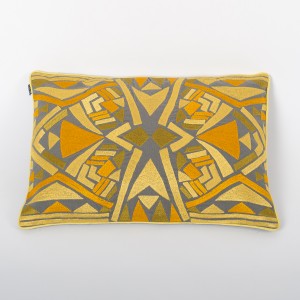 Grey Cotton Cushion Cover with Citrine Thread Embroidery Front