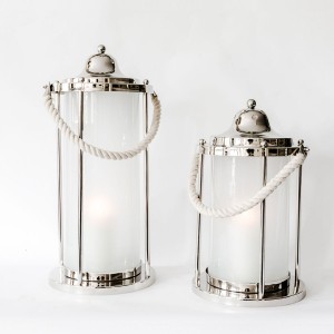 milky-white glass rope handle lantern