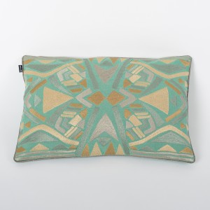 Petti Mint Folk - Teal Cotton Cushion Cover with Thread Embroidery