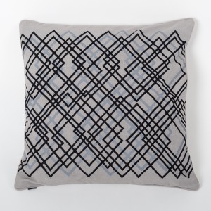 Laser Luna - Grey Cotton Cushion Cover with Thread Embroidery
