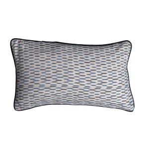 Aqua - Blue Patterned Rectangle Cushion Cover with Piping - Single 