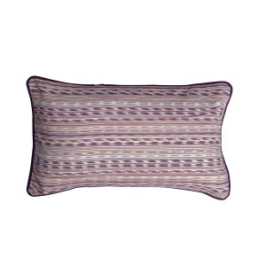 Chateau - Purple Patterned Rectangle Cushion Cover with Piping - Single 