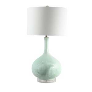 Faye - Teal Colour Table Lamp with White Shade