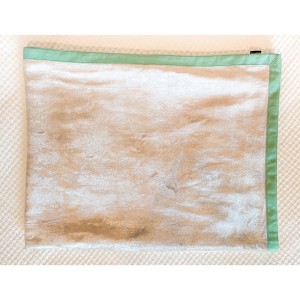 Renoir Mint - Plain Wheat Velvet Throw with Teal Piping