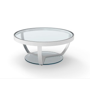 Sheer  - Stainless Steel Polished Round Coffee Table with Clear Glass