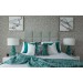 Room Featuring 3 Ball Teal Table Lamp with White Shade