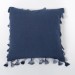 Ink Blue Linen Cushion Cover with Tassels