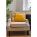Room Featuring Felt Yellow Dyed Knitted Cushion Cover with Filler