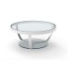 circular glass and steel coffee table